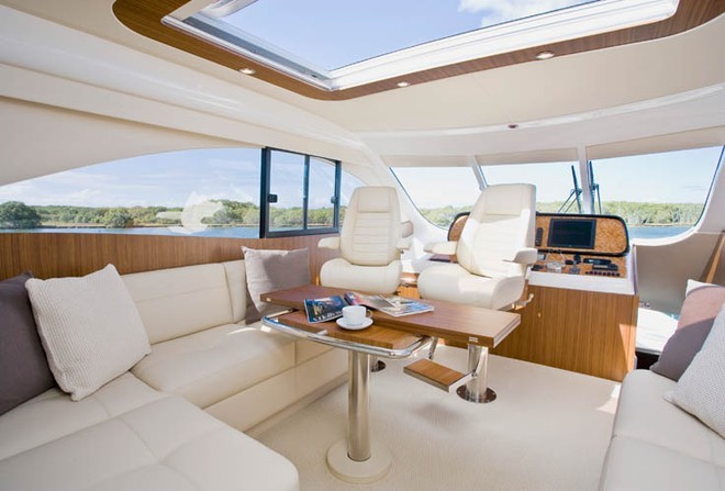 Fabulous flying bridge provides an additional, luxurious cabin aboard the Aegean A60 Enclosed. © Maritimo Marketing